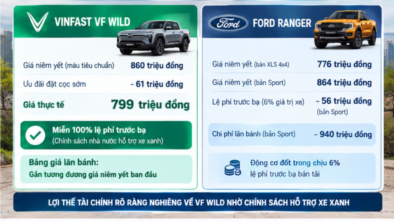Giá VF Wild và Ford Ranger