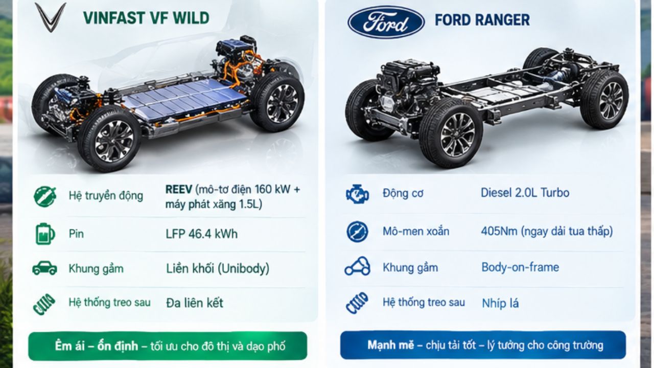 Khung gầm VF Wild và Ford Ranger