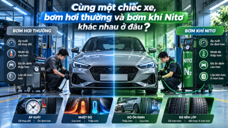 Cùng một chiếc xe, bơm hơi thường và bơm khí Nitơ khác nhau ở đâu?