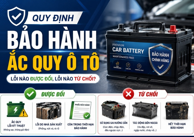 Quy định bảo hành ắc quy ô tô: Lỗi nào được đổi, lỗi nào từ chối?