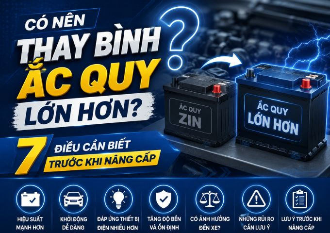 Có Nên Thay Bình Ắc Quy Lớn Hơn Tiêu Chuẩn Của Xe?