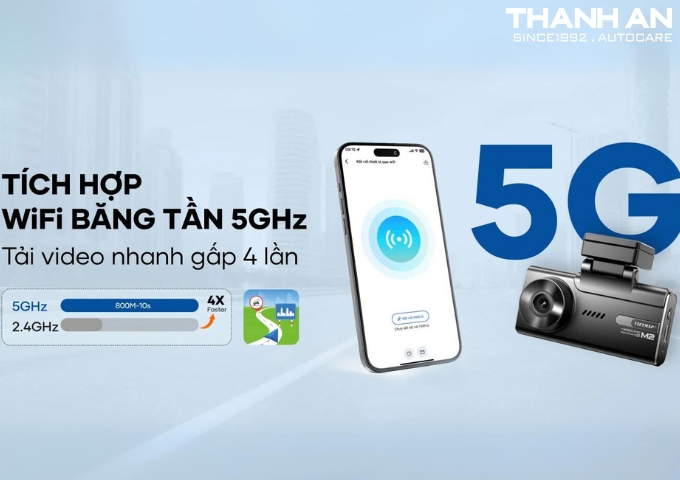 Vietmap M2 tích hợp WiFi băng tần 5GHz giúp tải video nhanh chóng