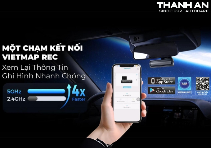 Camera hành trình Vietmap TS-5k tích hợp ADAS kết nối với ứng dụng Vietmap REC tiện lợi nhanh chóng