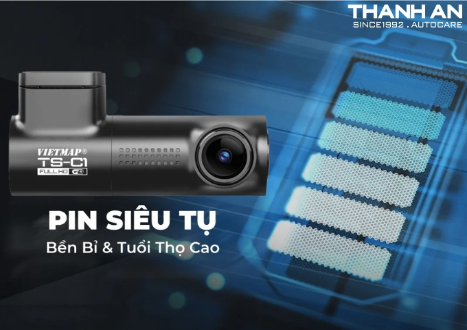 Camera hành trình Vietmap C1 sở hữu pin siêu tụ bền bỉ và tuổi thọ cao