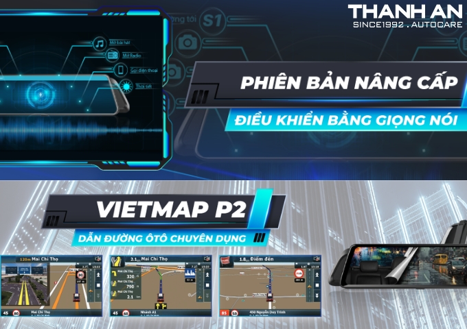 Camera hành trình Vietmap P2 phiên bản nâng cấp điều khiển bằng giọng nói dẫn đường chuyên dụng