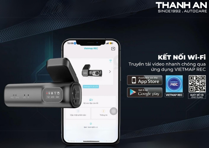 Camera Hành Trình Vietmap TS-2k Lite kết tối truyền tải wifi tiện nhanh chóng qua ứng dụng Vietmap REC