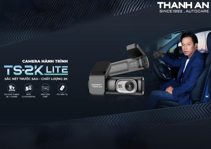 Camera Hành Trình Vietmap TS-2k Lite ghi hình sắc nét trước sau chất lượng 2k