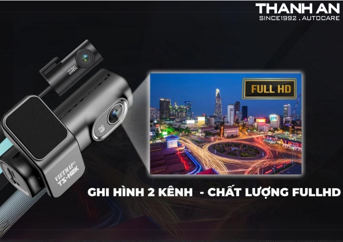 Lắp camera hành trình Vietmap TS-H2k ghi hình 2 kênh trước và sau xe full HD