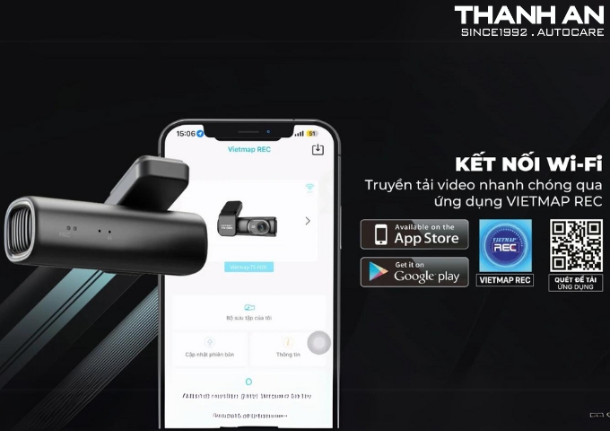 Camera hành trình Vietmap TS-H2k truyền tải video nhanh chóng qua ứng dụng Vietmap REC