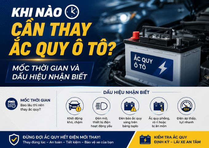 Khi nào cần thay ắc quy ô tô? Mốc thời gian và Dấu hiệu nhận biết