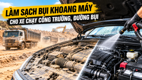 Làm Sạch Bụi Khoang Máy Cho Xe Chạy Công Trường, Đường Bụi
