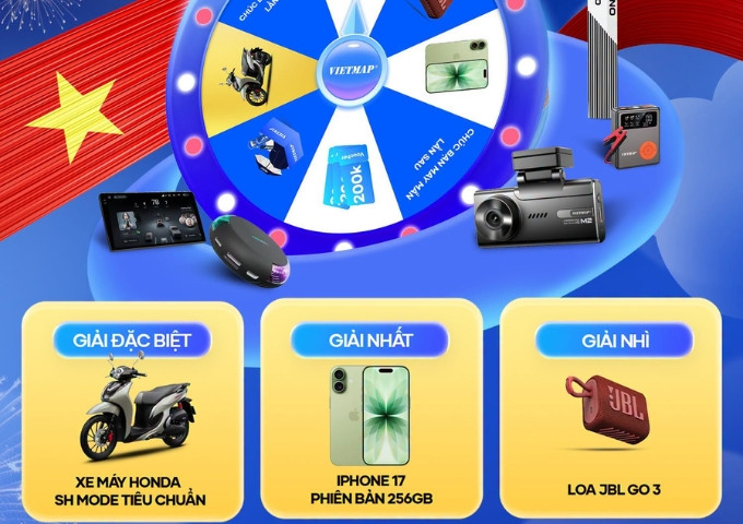 Khuyến mãi Vietmap 2026: Quay số trúng SH Mode, iPhone 17 và hàng ngàn quà tặng