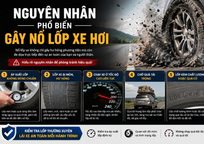 6 Nguyên nhân nổ lốp xe hơi và cách xử lý an toàn
