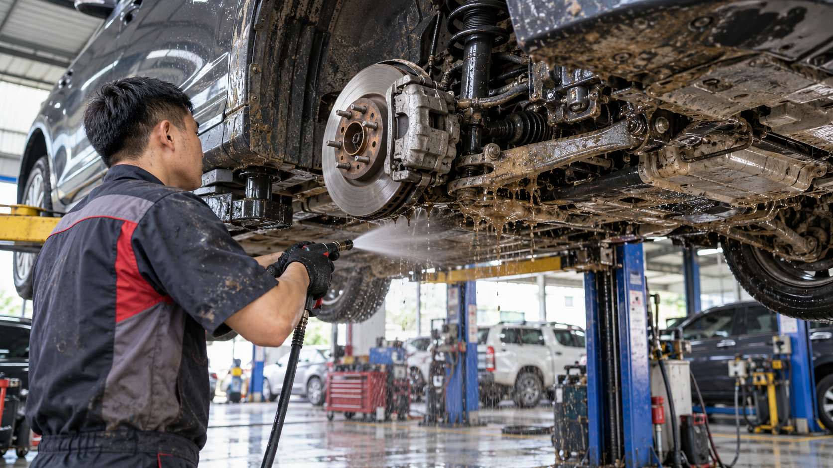Gầm xe là hạng mục cần kiểm tra ngay sau khi ô tô đi qua đường ngập