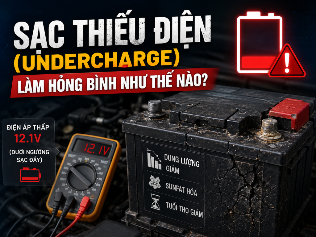 Sạc Thiếu Điện (Undercharge) Làm Hỏng Bình Ắc Quy Ô Tô Như Thế Nào?