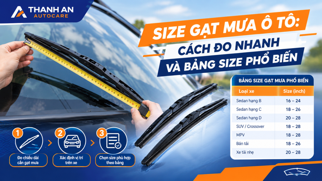 Size Gạt Mưa Ô Tô: Cách Đo Nhanh Và Bảng Size Phổ Biến