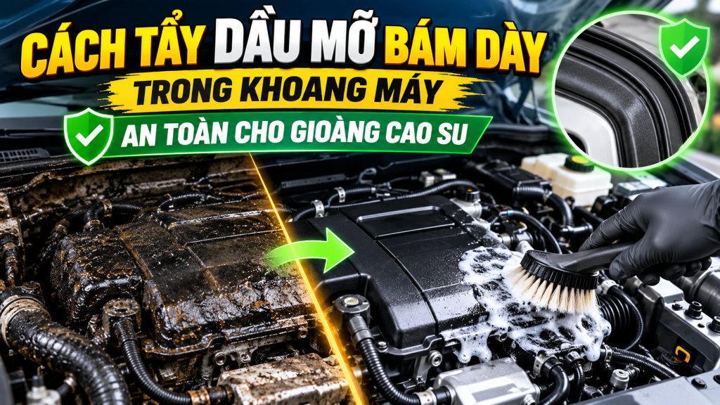 Cách Tẩy Dầu Mỡ Bám Dày Trong Khoang Máy An Toàn Cho Gioăng Cao Su