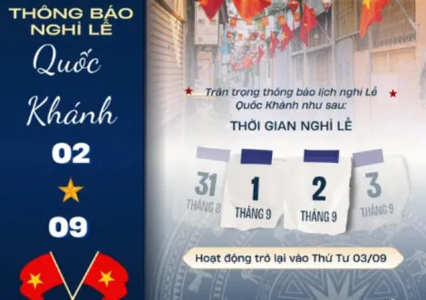 Thông báo lịch nghỉ lễ 2/9