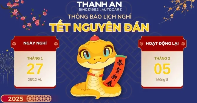 Thông báo: NGHỈ TẾT NGUYÊN ĐÁN ẤT TỴ 2025