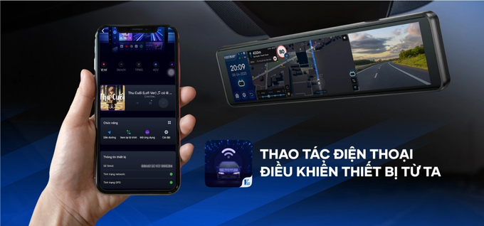 Vietmap V740 có thể thao tác trên điện thoại để điều khiển thiết bị từ xa
