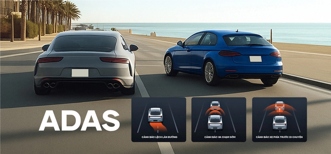 Vietmap V740 sở hữu hệ thống cảnh báo ADAS phân tích hình ảnh thực tế để đưa ra tín hiệu lệch làn đường