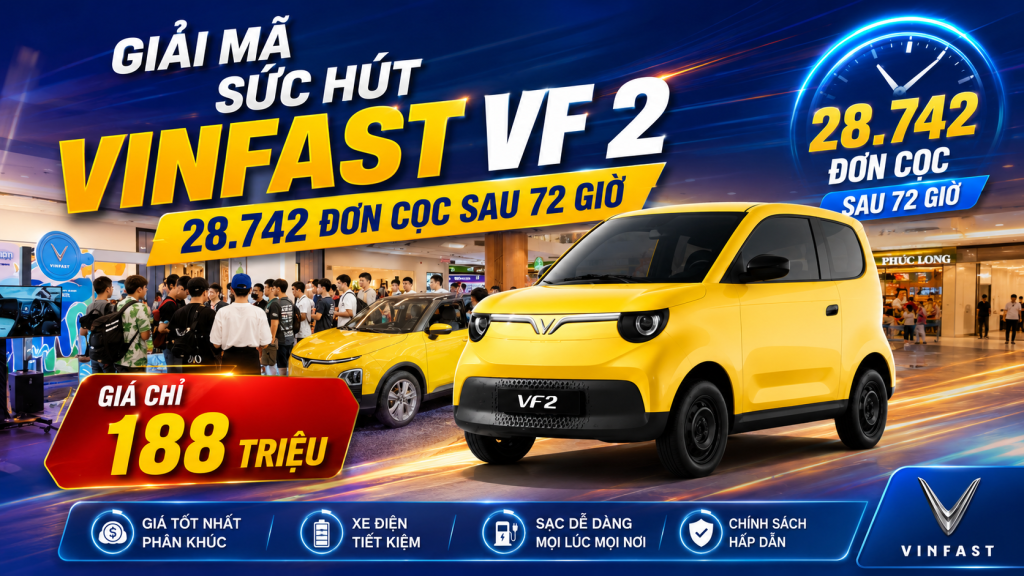 Giải Mã Sức Hút 28.742 Đơn Cọc VinFast VF 2 Sau 72 Giờ Mở Bán: Giá 188 Triệu Có Gì Hấp Dẫn?