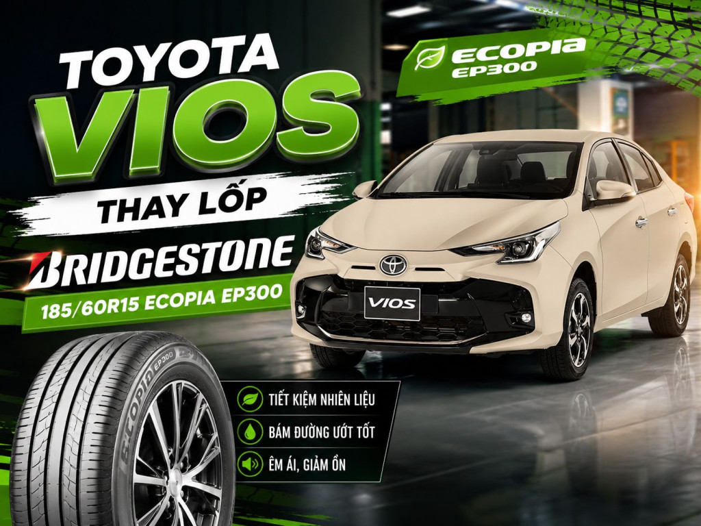 Toyota Vios Thay Lốp Bridgestone 185/60R15 Ecopia EP300
