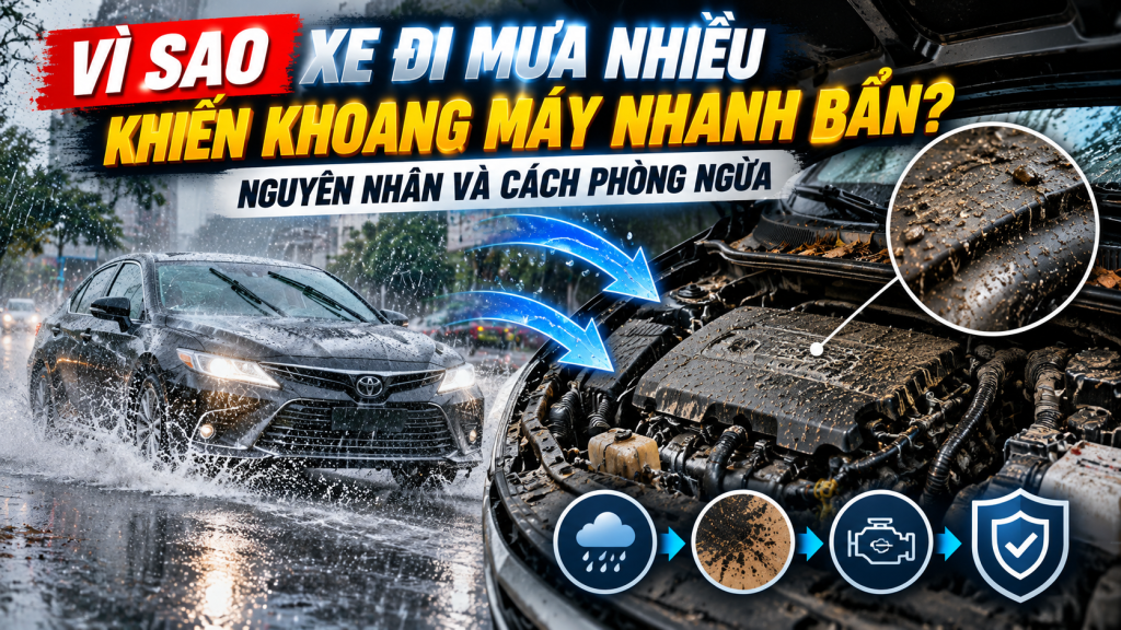 Vì Sao Xe Đi Mưa Nhiều Khiến Khoang Máy Nhanh Bẩn? Nguyên Nhân Và Cách Phòng Ngừa