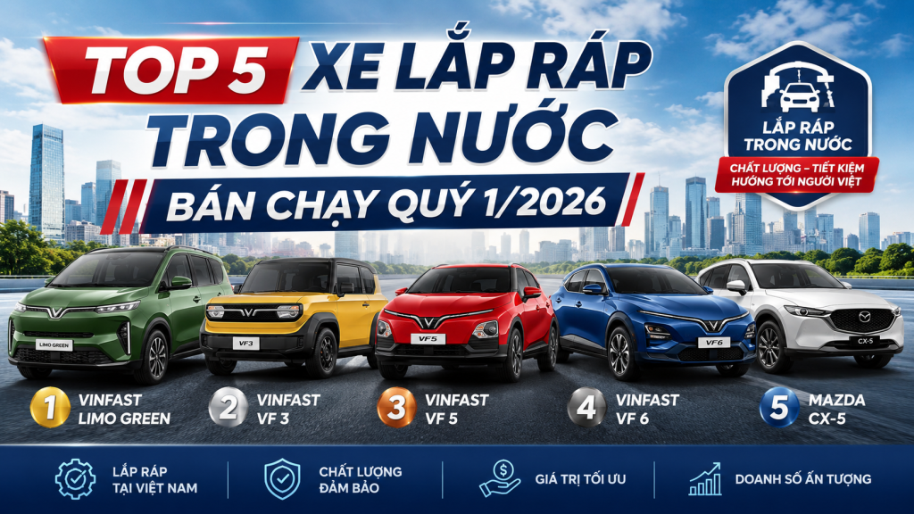 Top 5 Xe Lắp Ráp Trong Nước Bán Chạy Quý 1/2026 Và Kích Thước Lốp