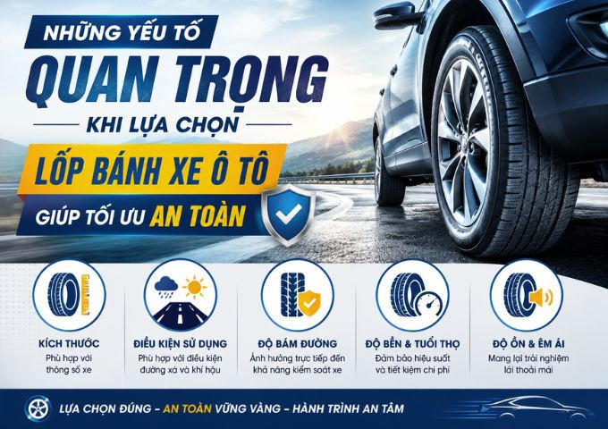 Những yếu tố quan trọng khi lựa chọn lốp bánh xe ô tô giúp tối ưu an toàn