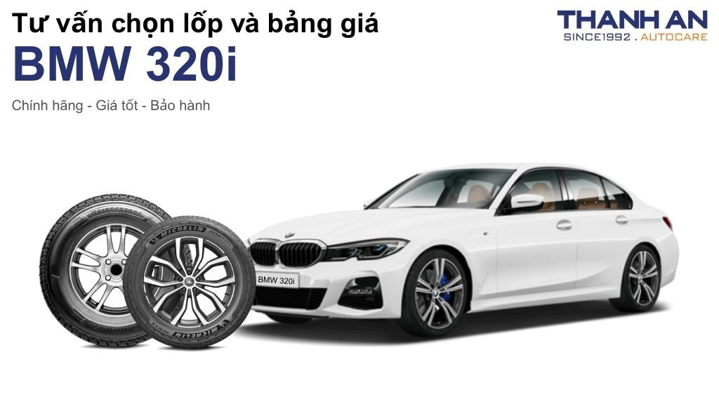 Lốp xe BMW 320i mới chính hãng an toàn được lắp đặt tại gara